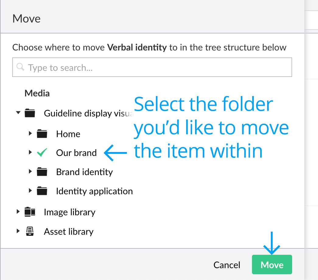 Moving a folder selection screen