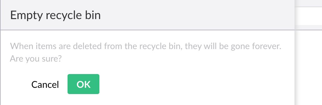 Empty Recycle Bin confirmation