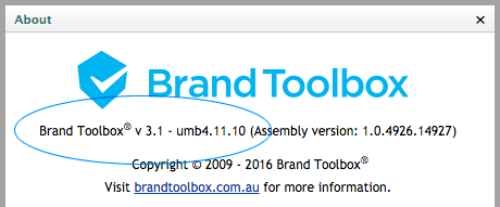 About Brand Toolbox version number