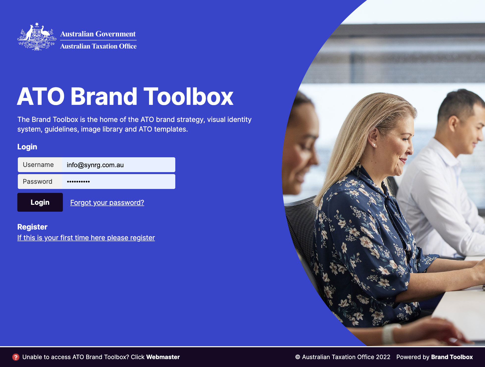ATO Brand Toolbox login screen
