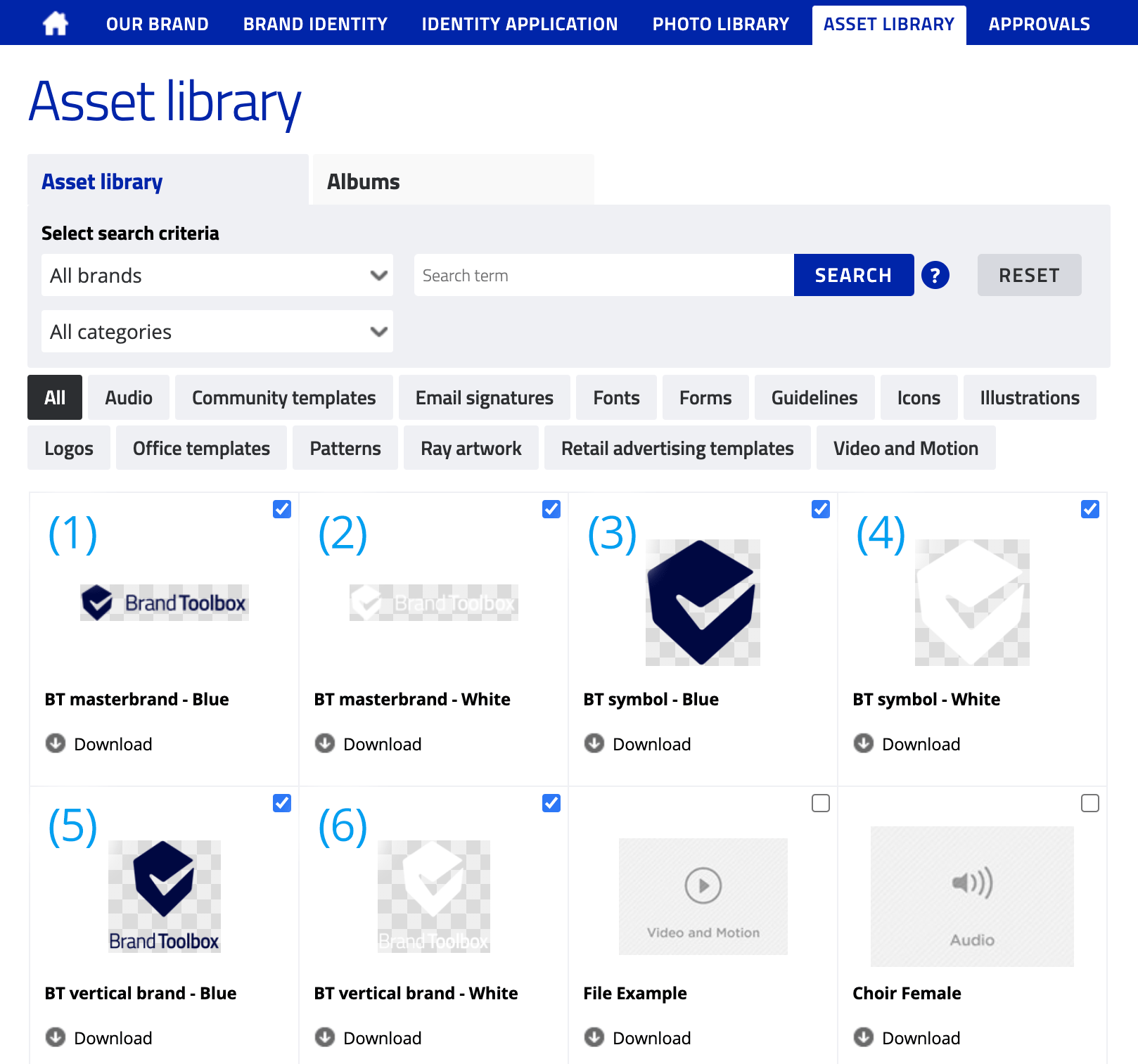 Asset Library frontend thumbnails sorted in default order