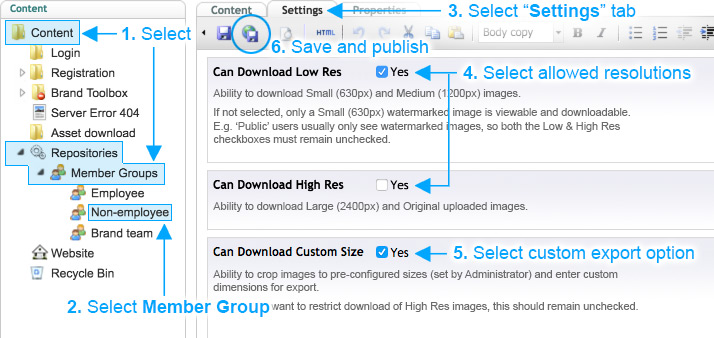 Download Image Restrictions & Custom Sizes in Backend