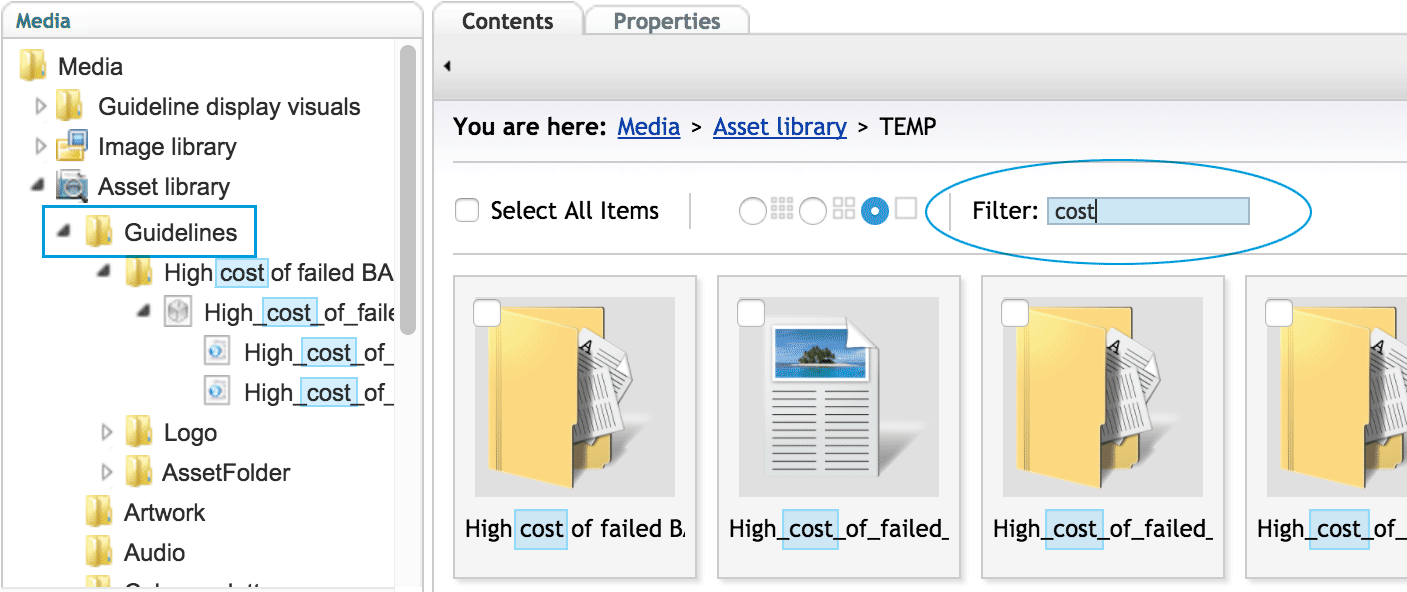 Asset filtering