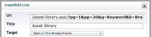 Insert Hyperlink Assetquery