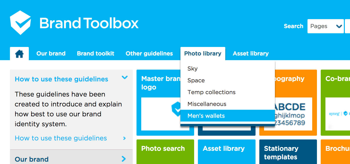 Main navigation image categories submenu