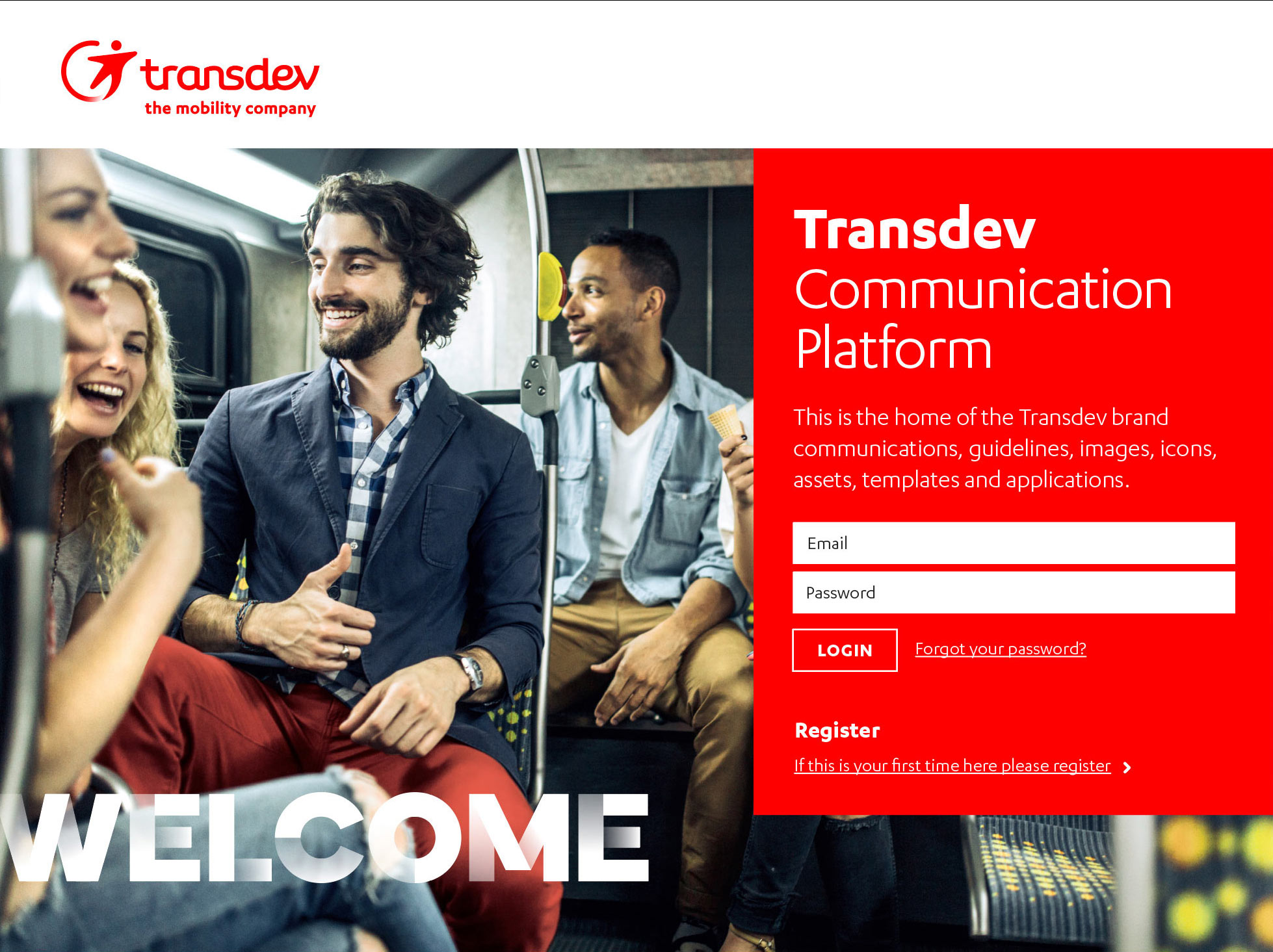 Transdev Login Screen