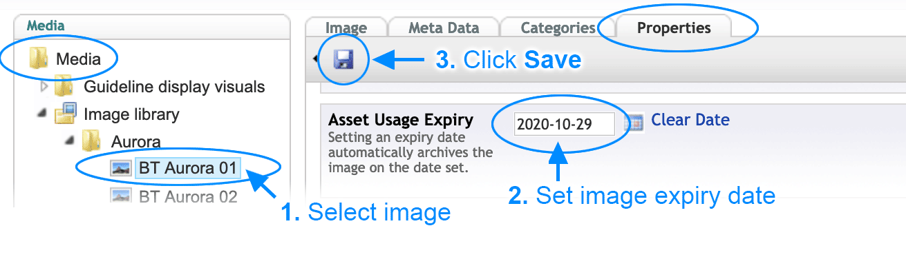 Set image expiry and usage restrictions