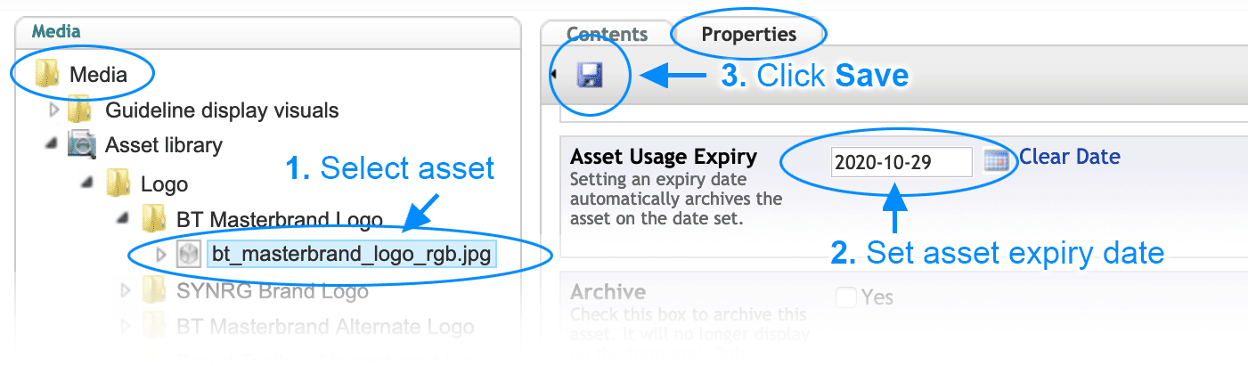 Set asset expiry date