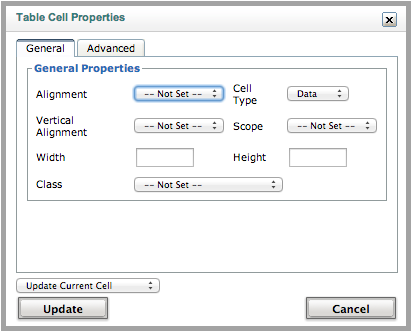 Table Cell Properties