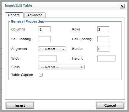 Table Properties