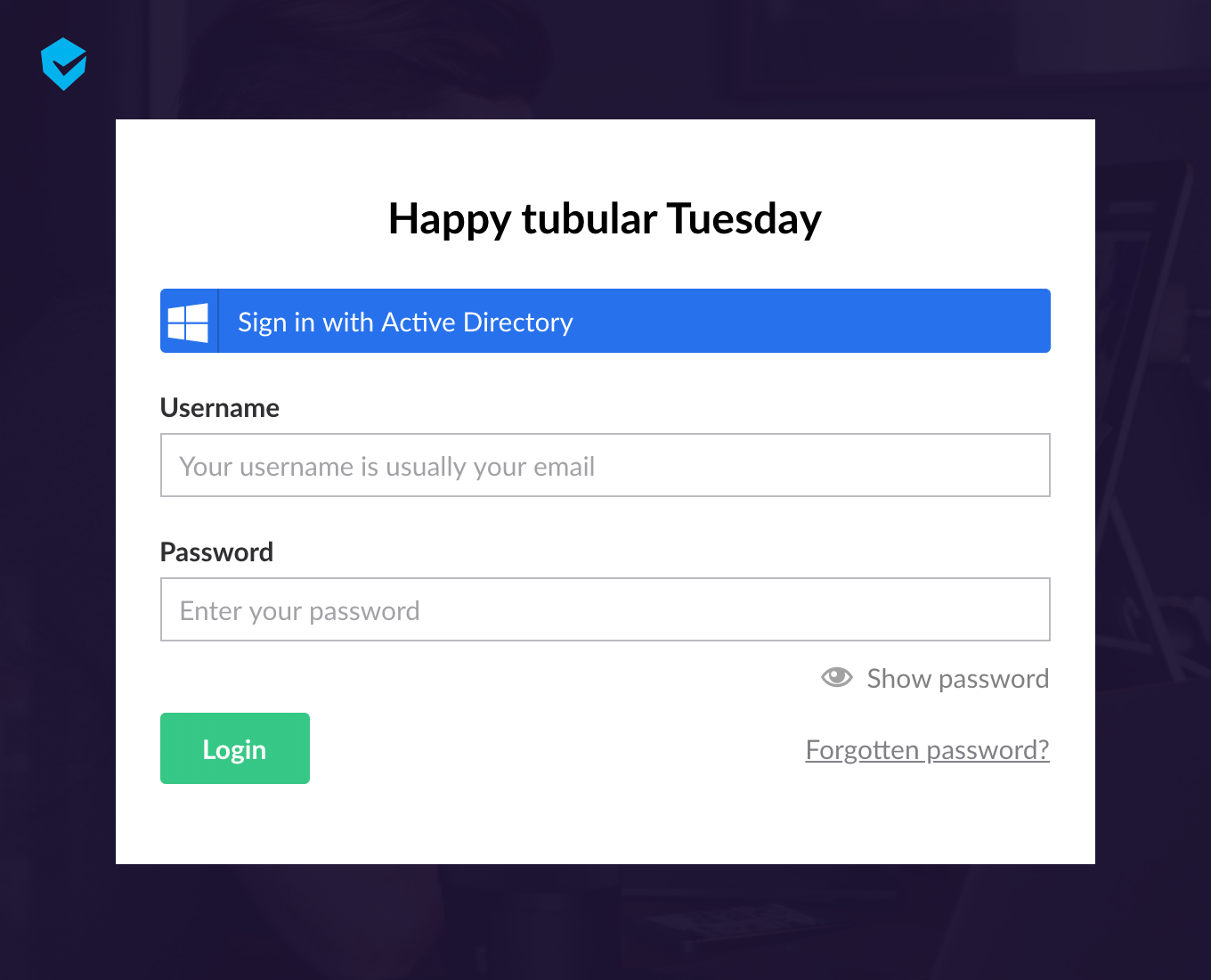 Brand Toolbox v4 backoffice login screen