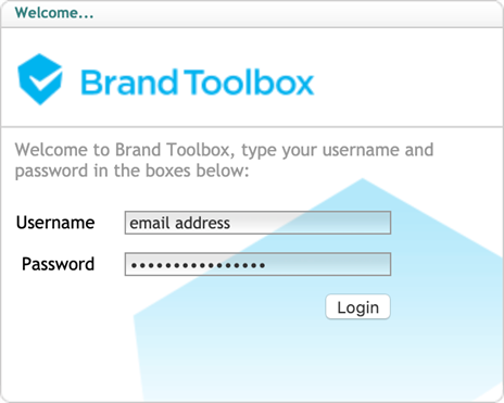 Brand Toolbox v3 backoffice login screen
