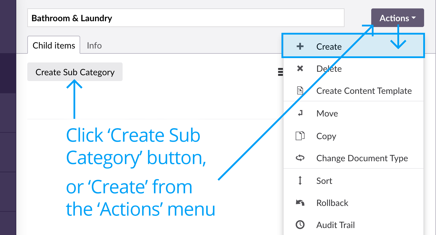 Create a subcategory