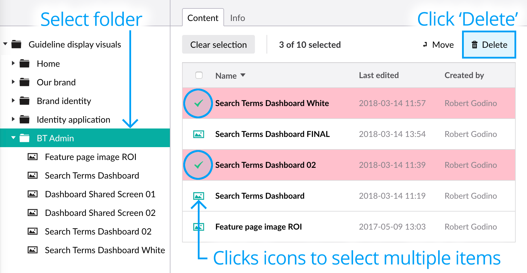 Deleting display images in bulk