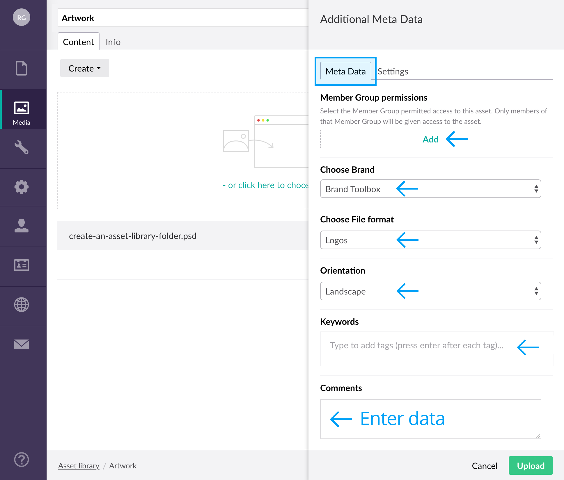 Uploading asset metadata dialog box 01