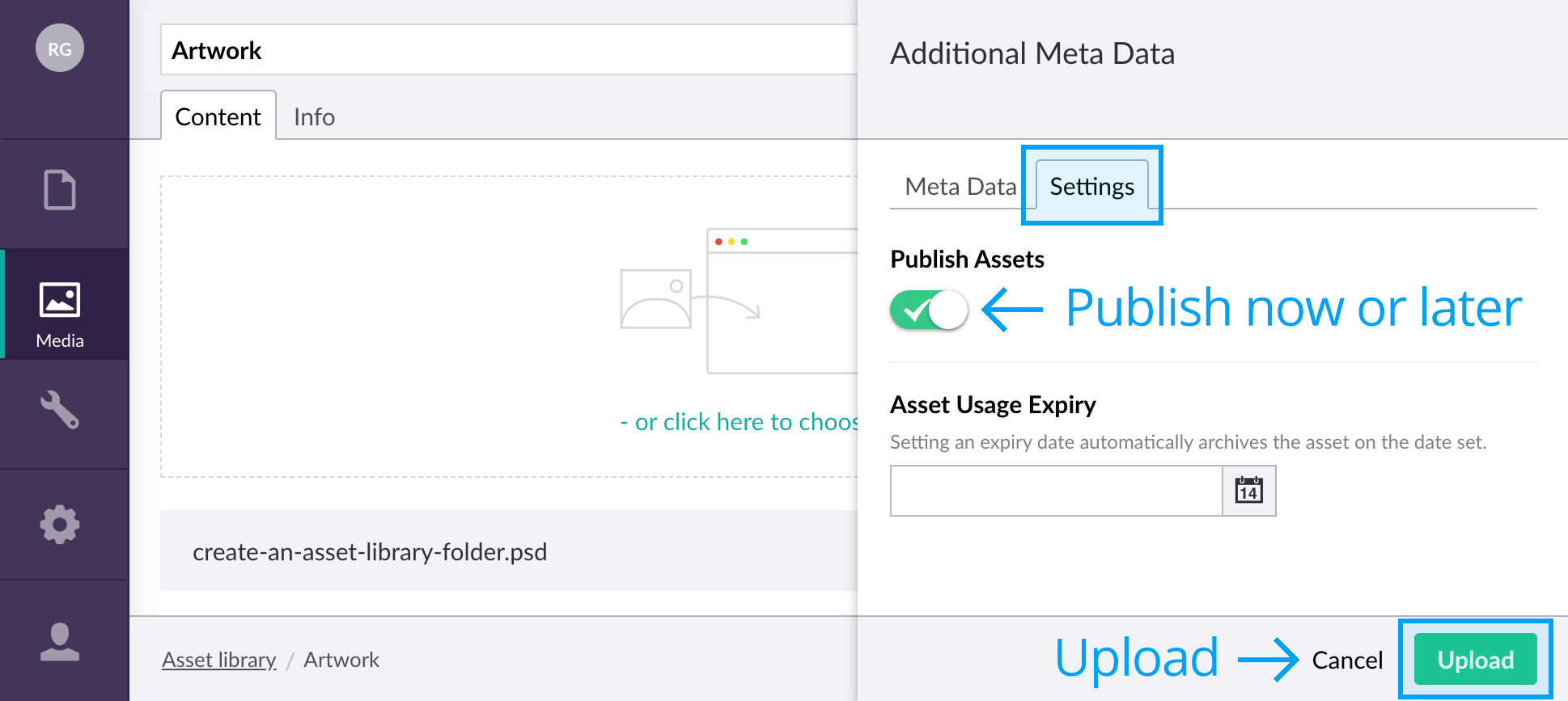 Uploading asset metadata dialog box 02