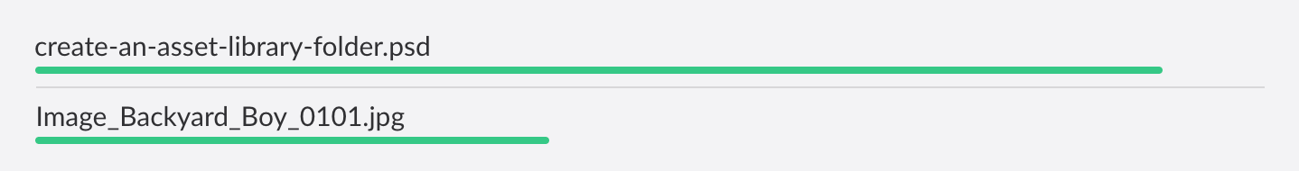 Uploading assets progress bar