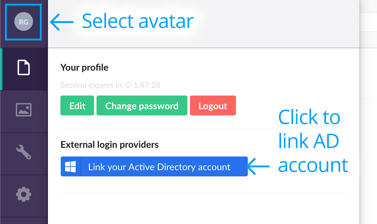 Click to link to Active Directory account