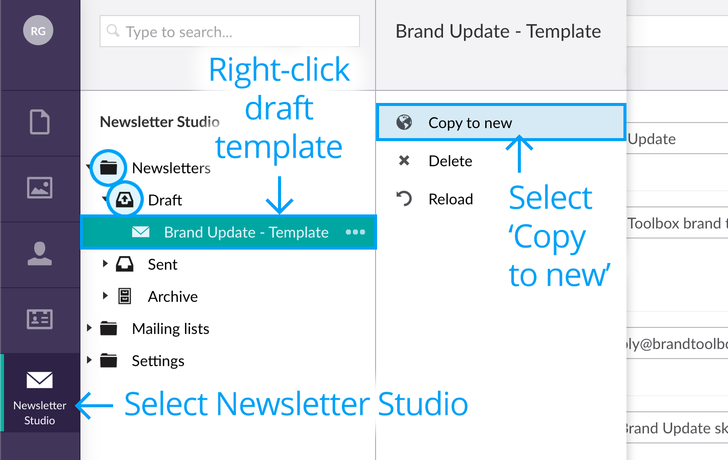 Newsletter Studio module select template