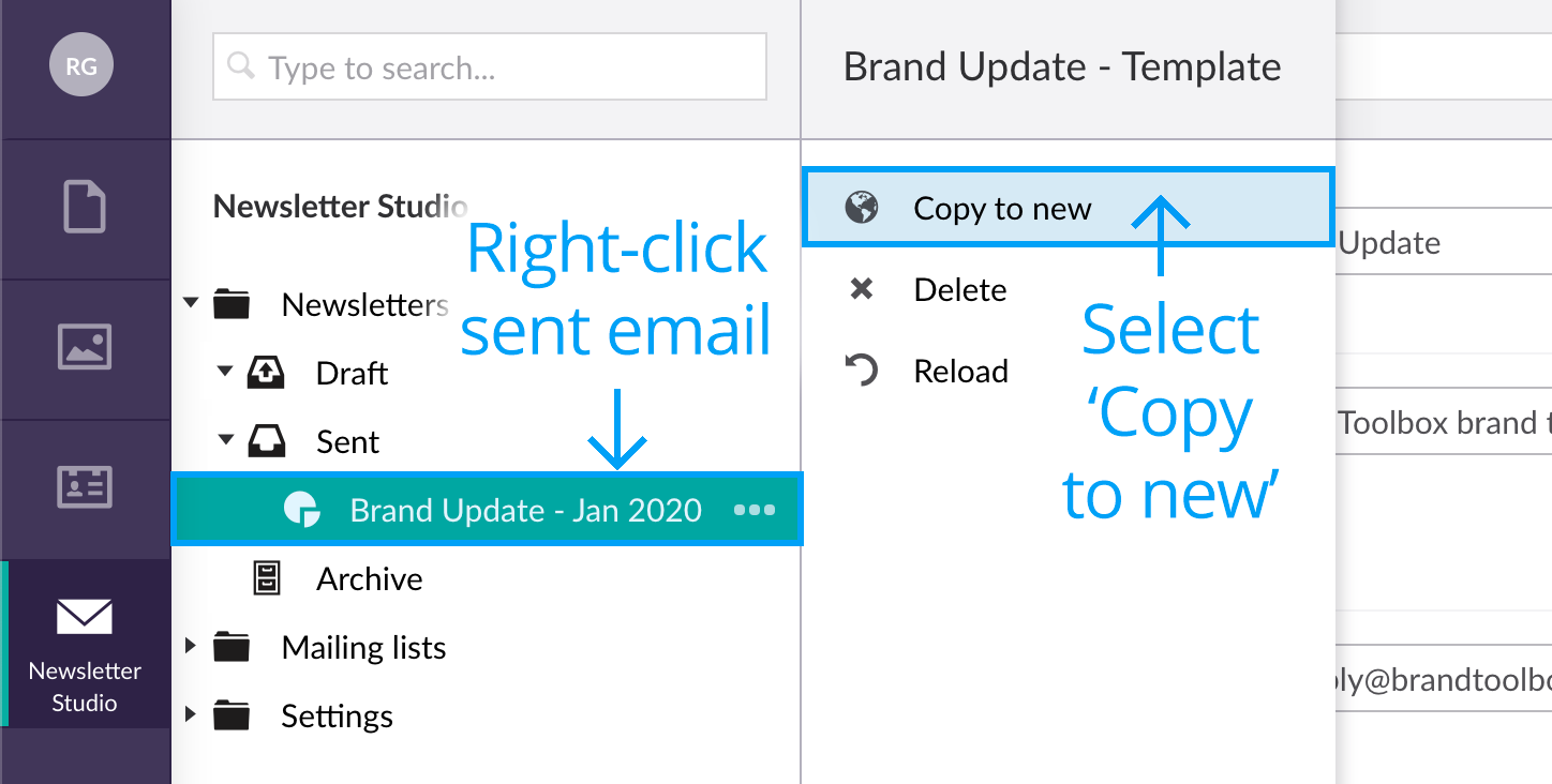 Newsletter Studio copy sent email
