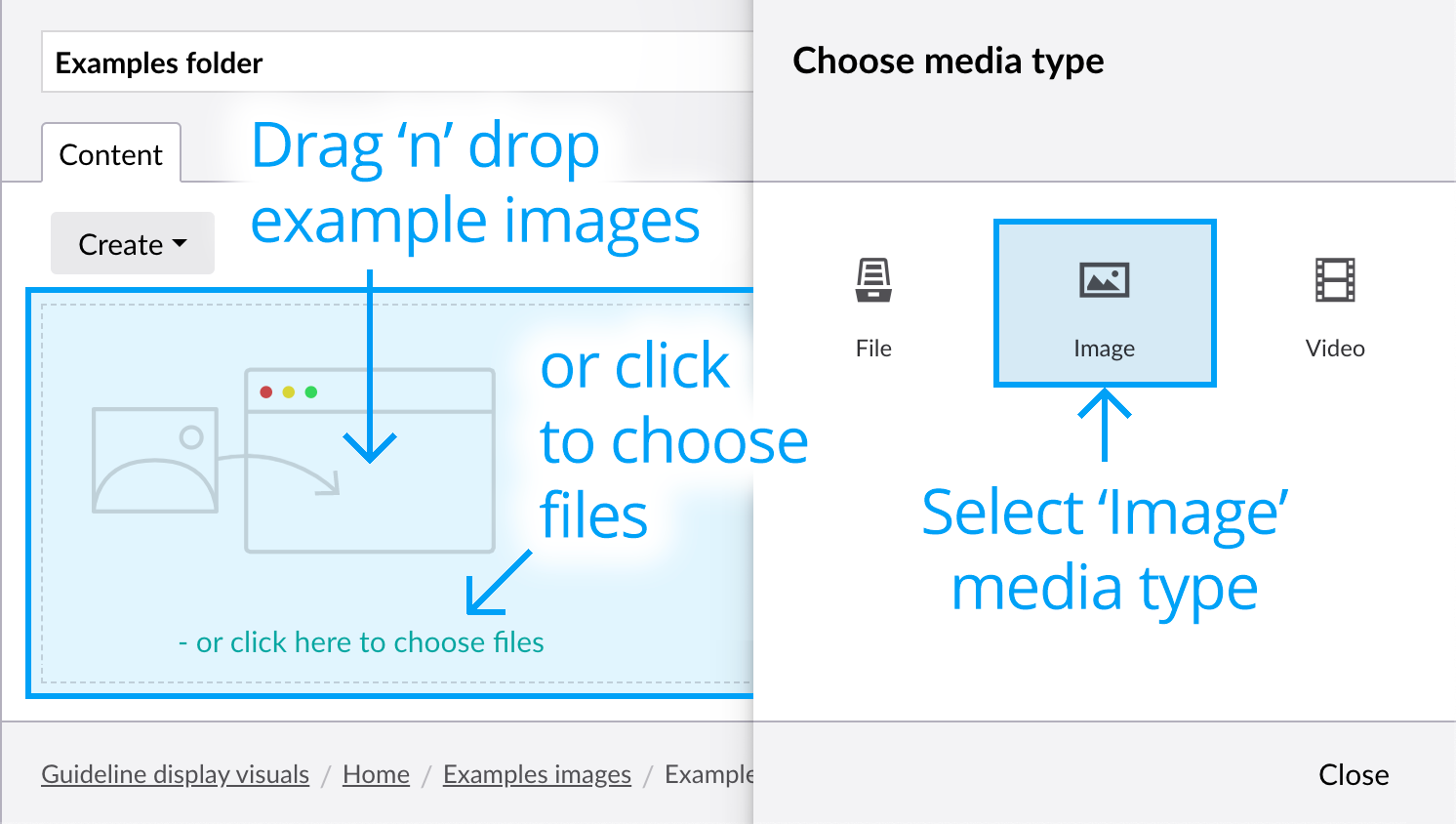 Examples images media uploader