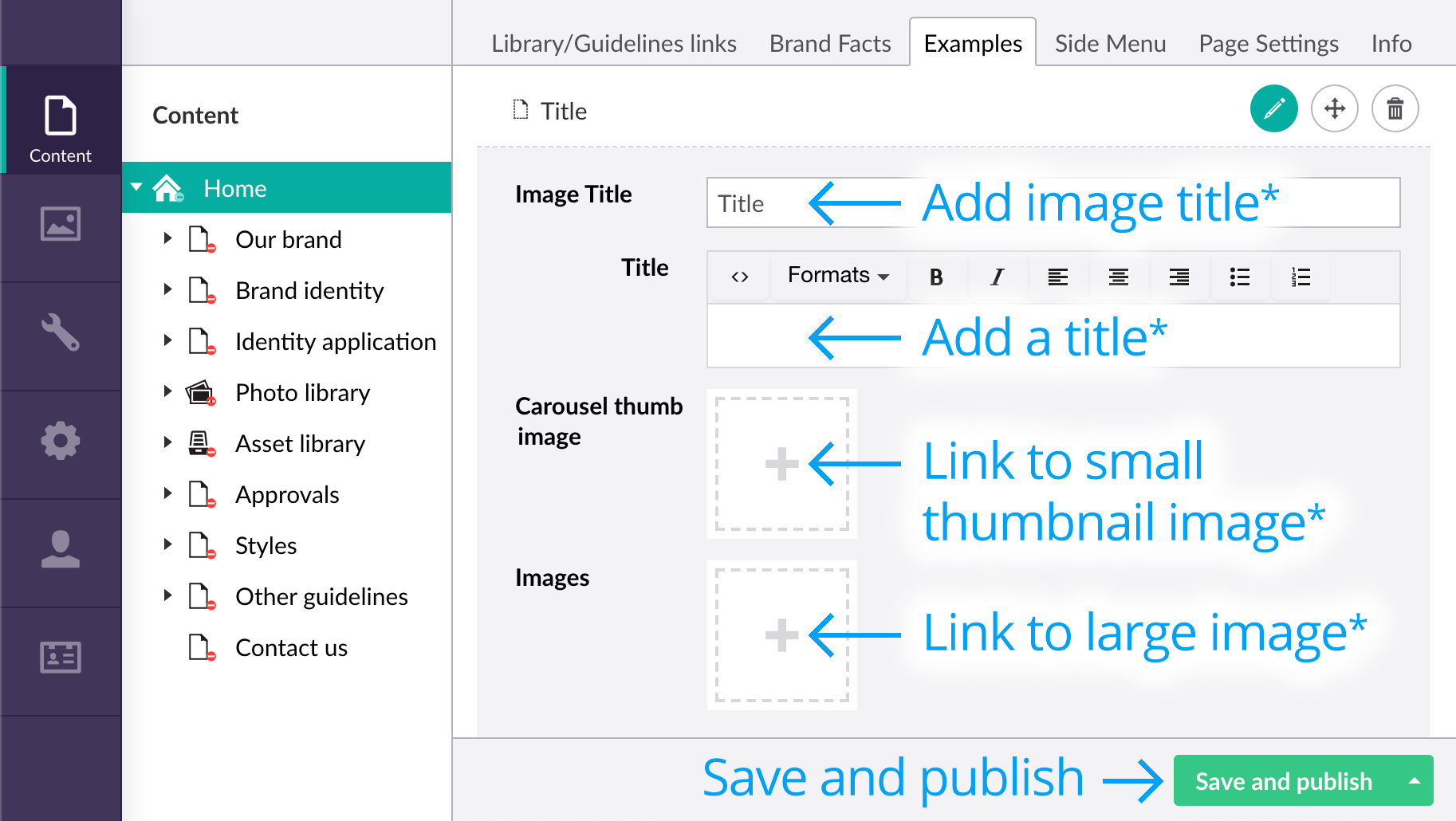 Content section - Add new example elements