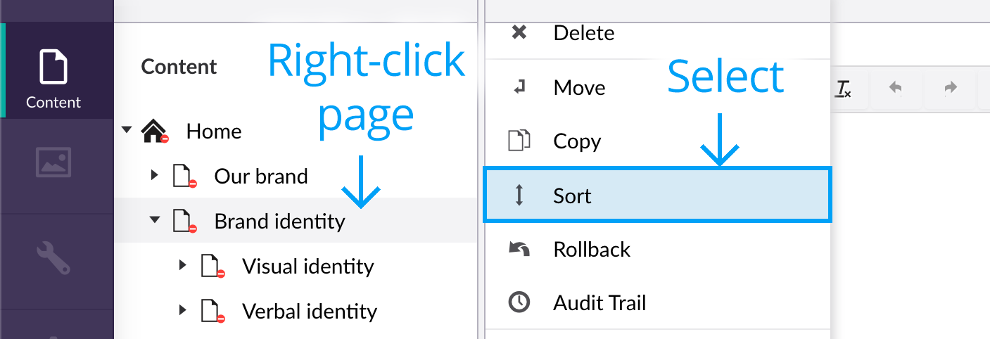 Sorting pages - Select page node