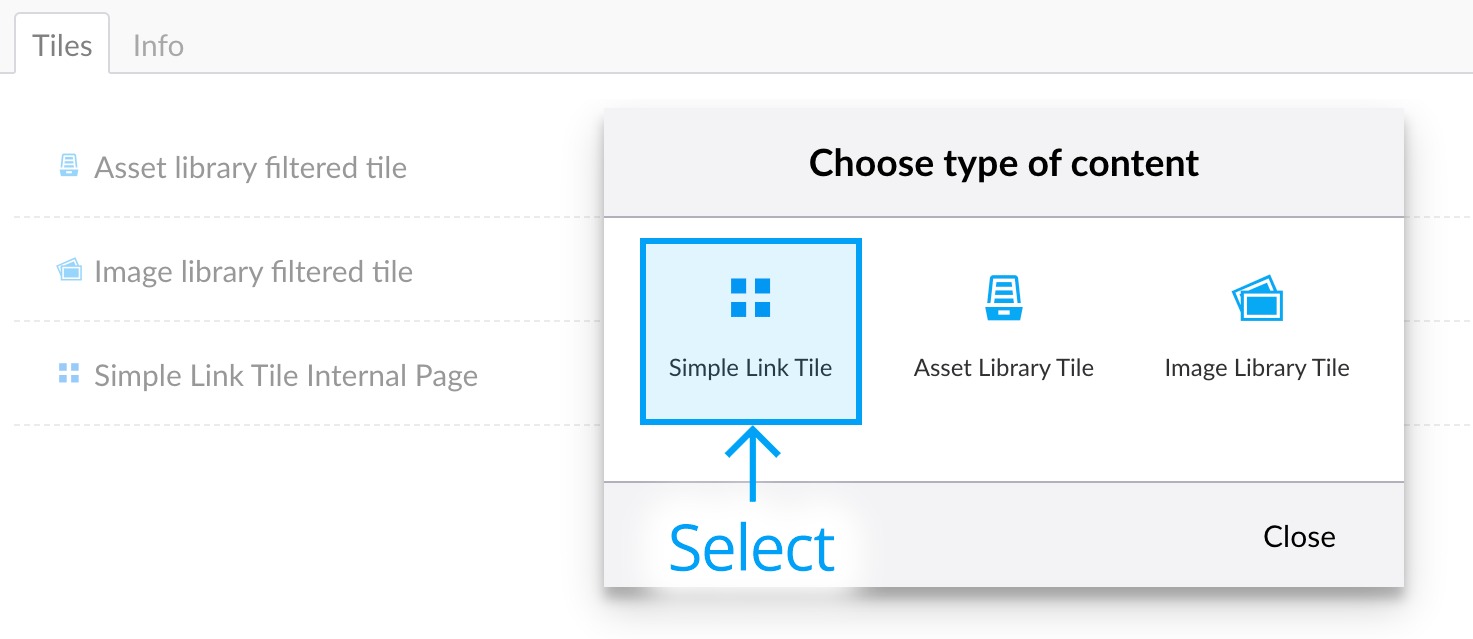 Home page tiles - Select tile type