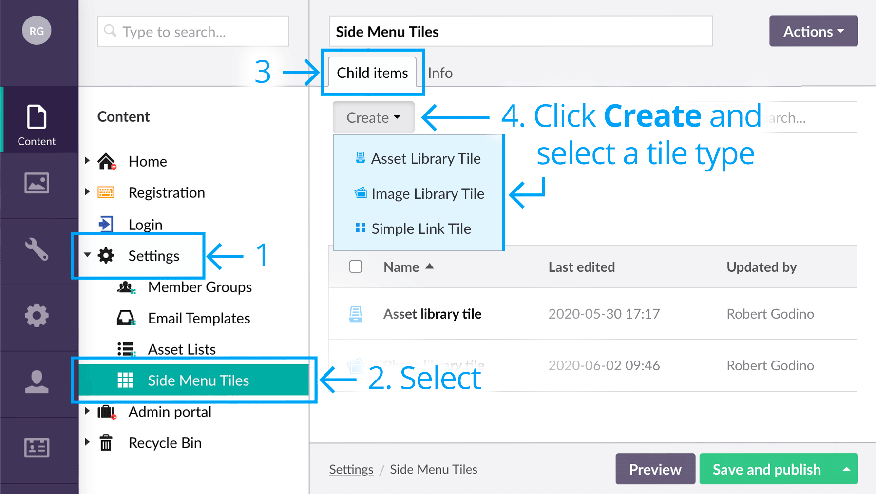 Side Menu Tiles - Add a new tile