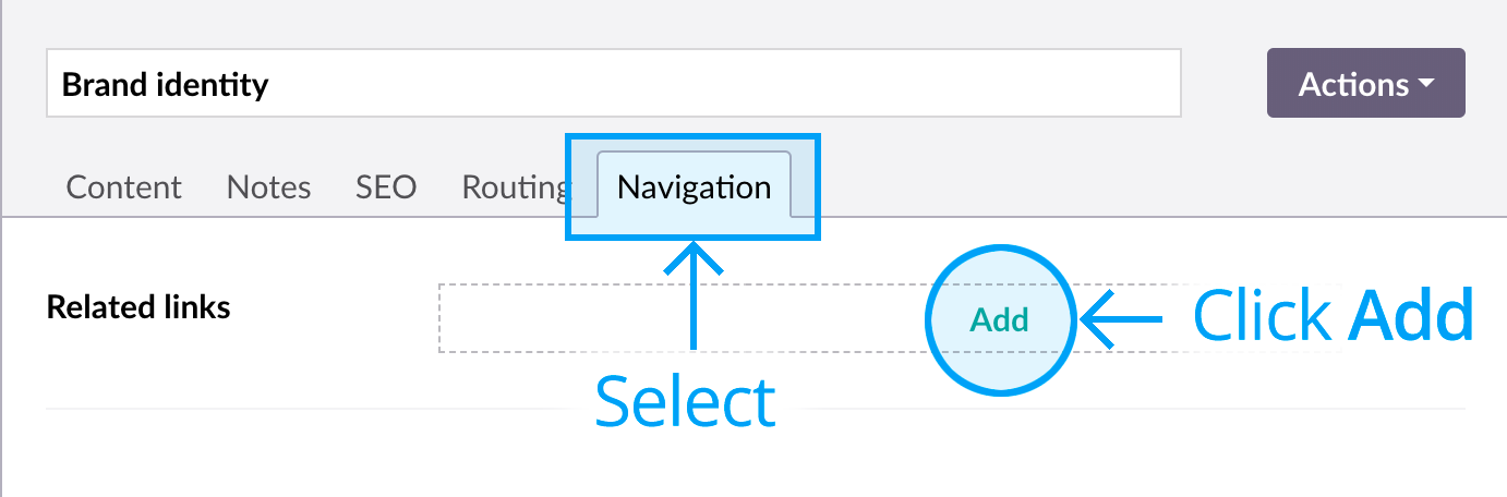 Related links select tab and add to property