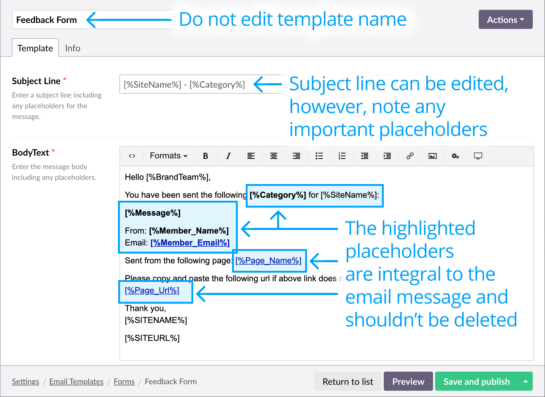 Email templates - Knowledge Base