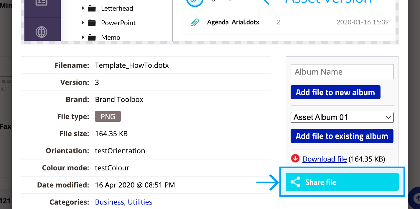 Permalink - Share file button