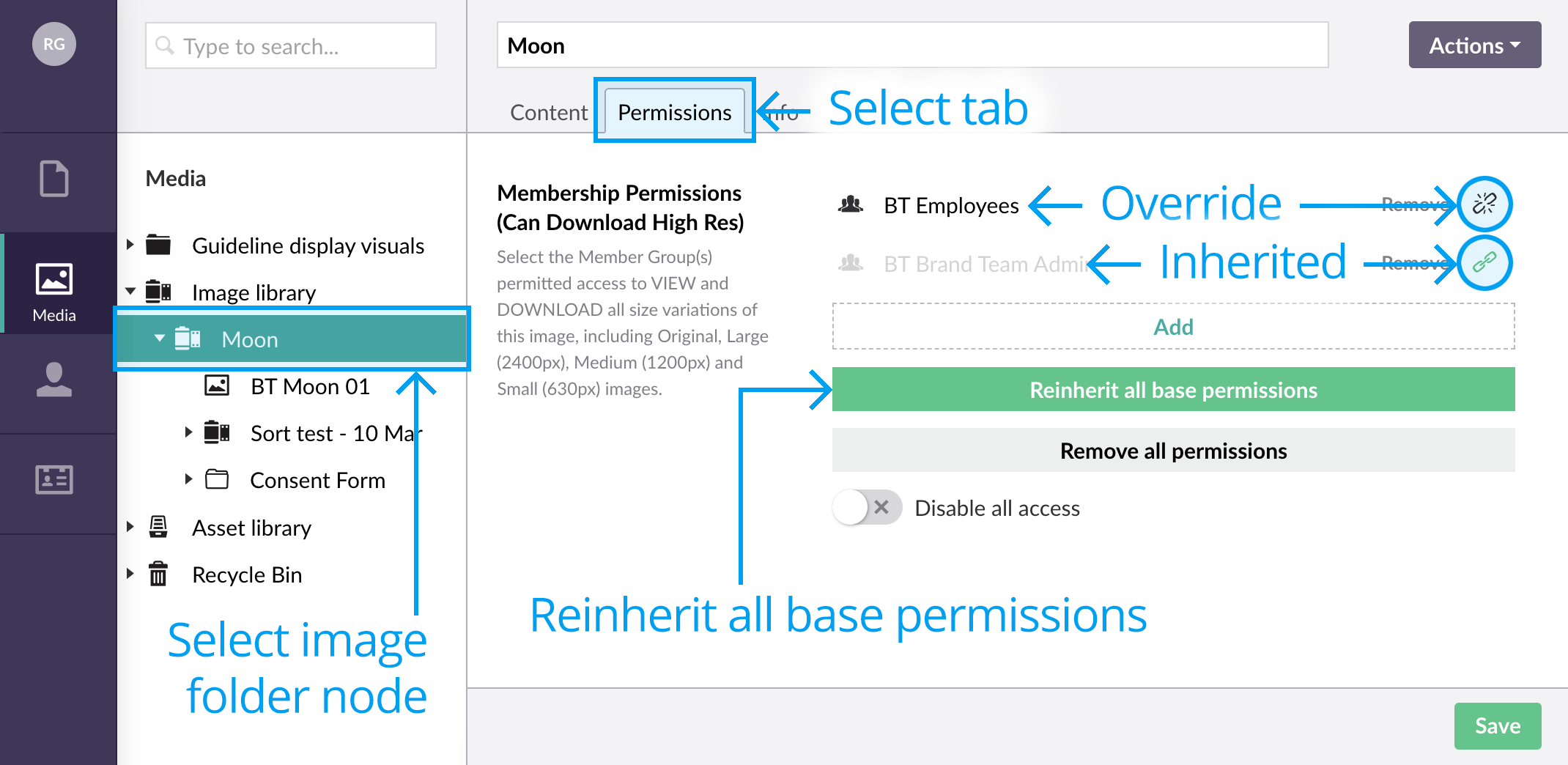 Image inheritance settings