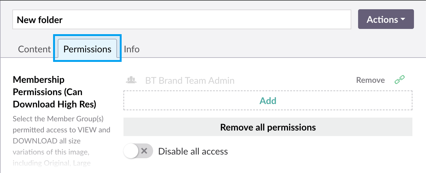 New folder permissions tab