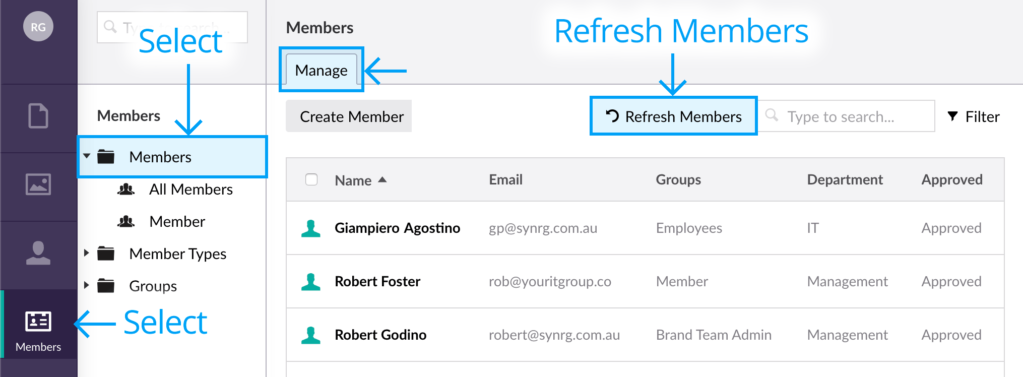 Refresh members button