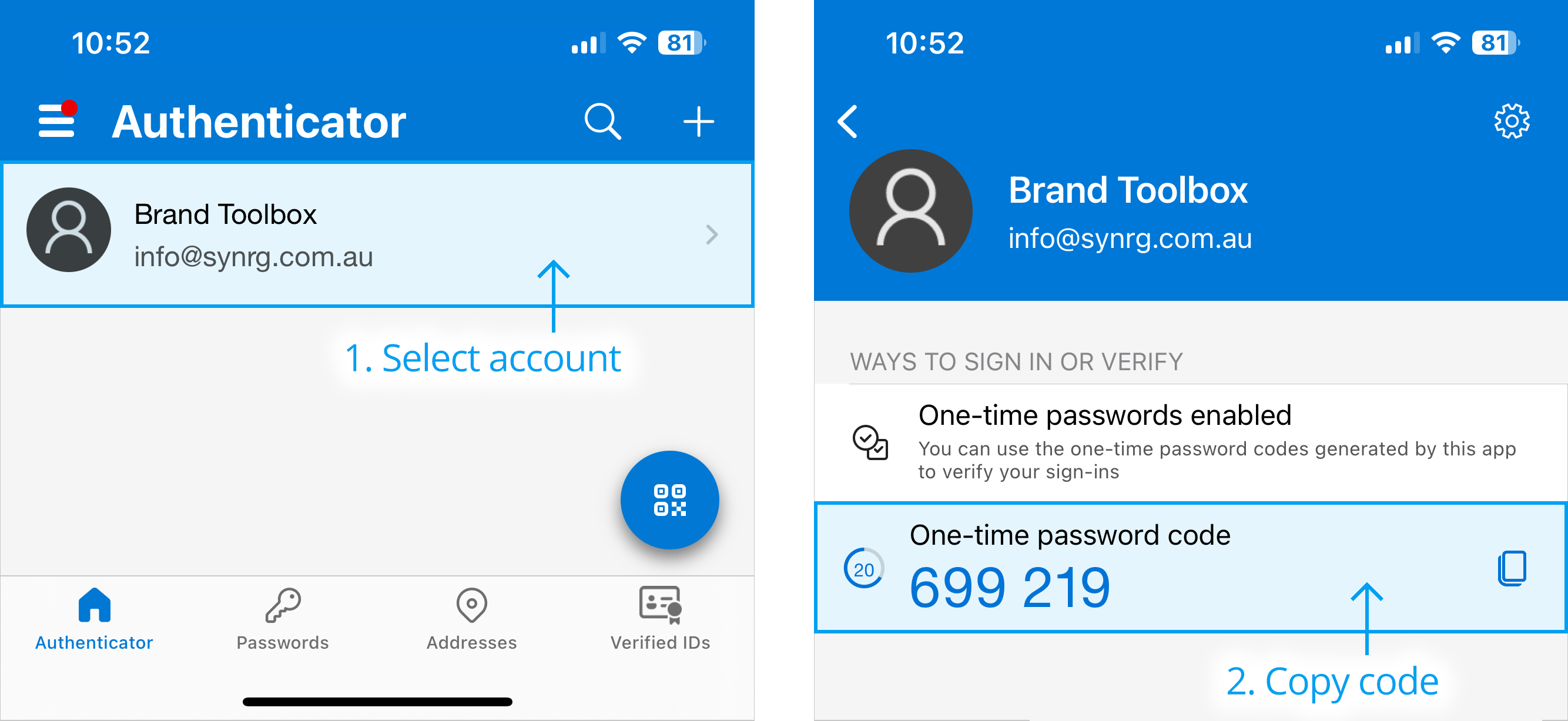 Microsoft Authenticator verification