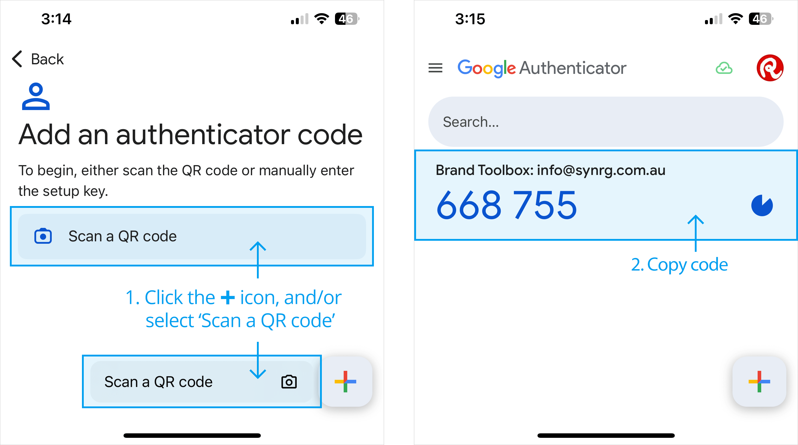 Google Authenticator registration